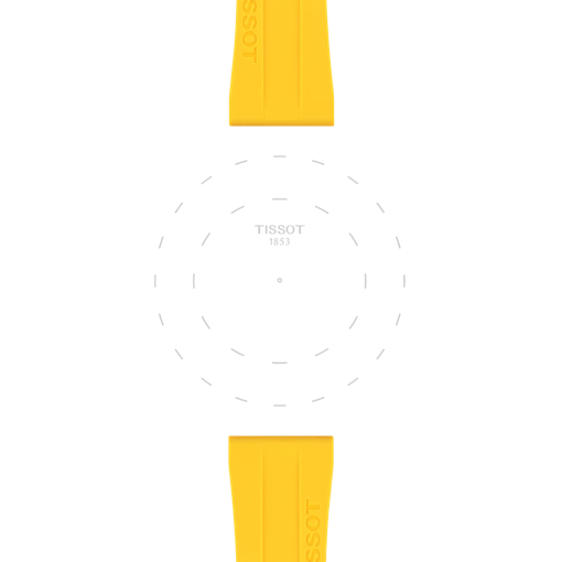 Focus on the lugs of Tissot Official Yellow Silicone Strap Lugs 20 mm