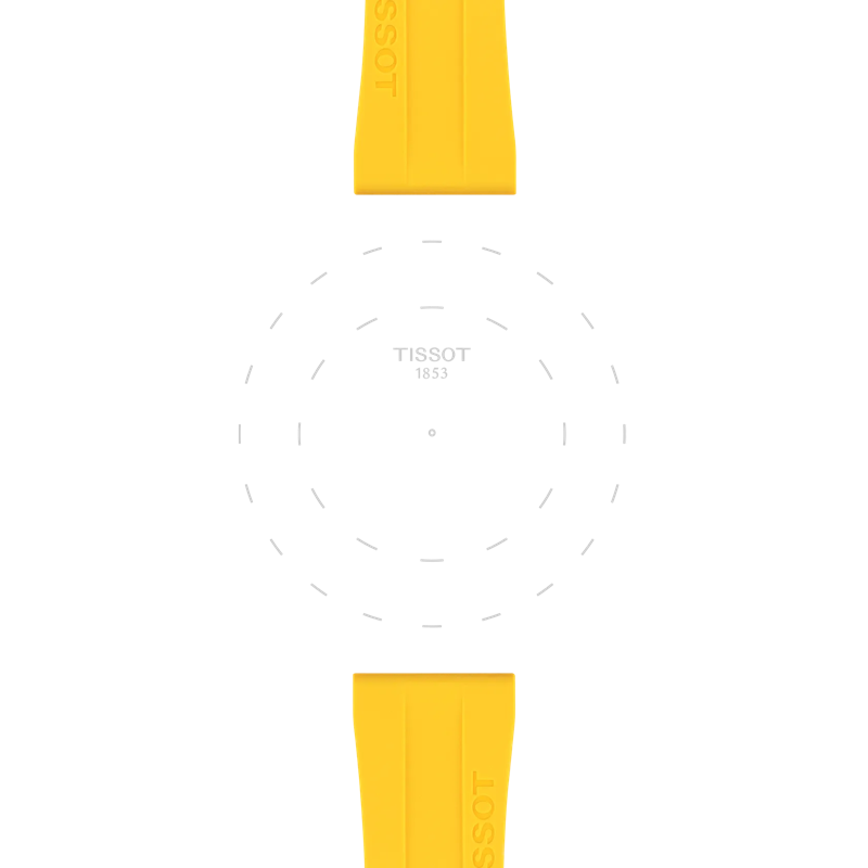 Focus on the lugs of Tissot Official Yellow Silicone Strap Lugs 20 mm