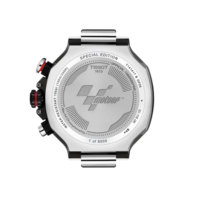Back view of the watch case Tissot T-Race MotoGP Quartz Chronograph (2025)