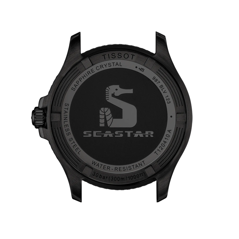 Back view of the watch case Tissot Seastar 1000 Quartz 40mm