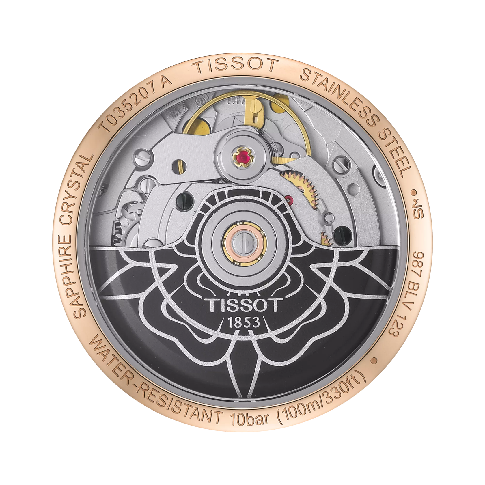 Back view of the watch case Tissot Couturier Powermatic 80 Lady