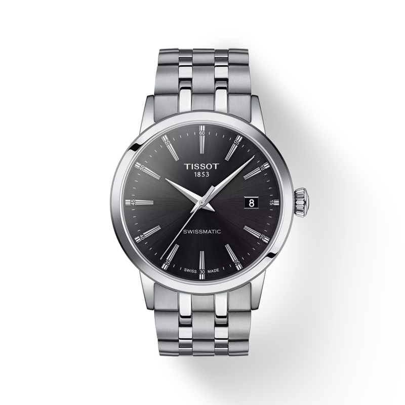 Front view of the watch Tissot Classic Dream Swissmatic with shadow