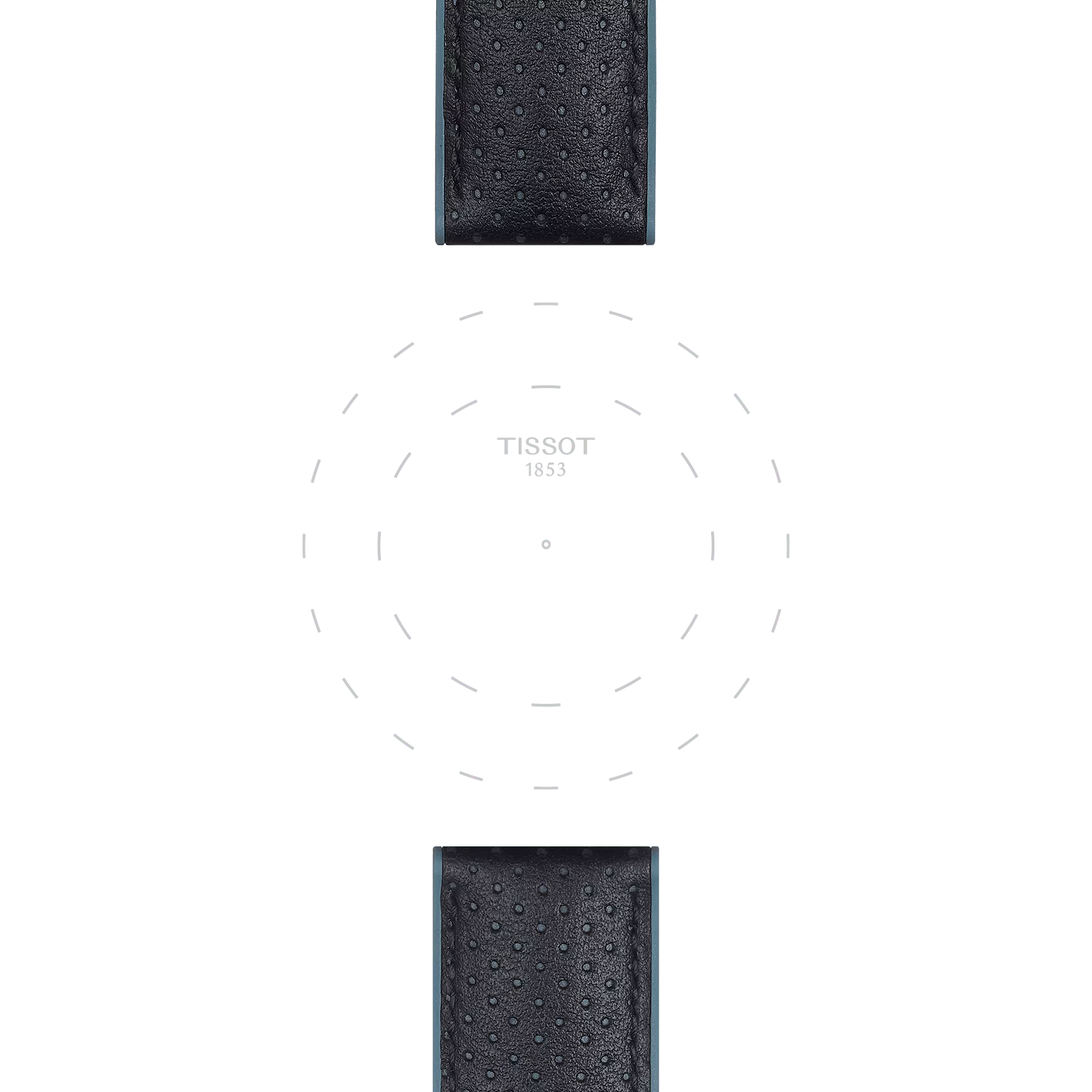 Focus on the lugs of Tissot Official Blue Leather and Rubber Strap Lugs 22 mm
