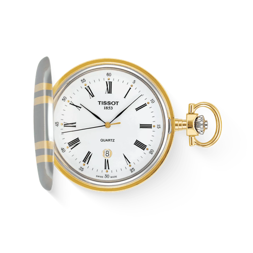 Front view of the watch Tissot Savonnette with shadow