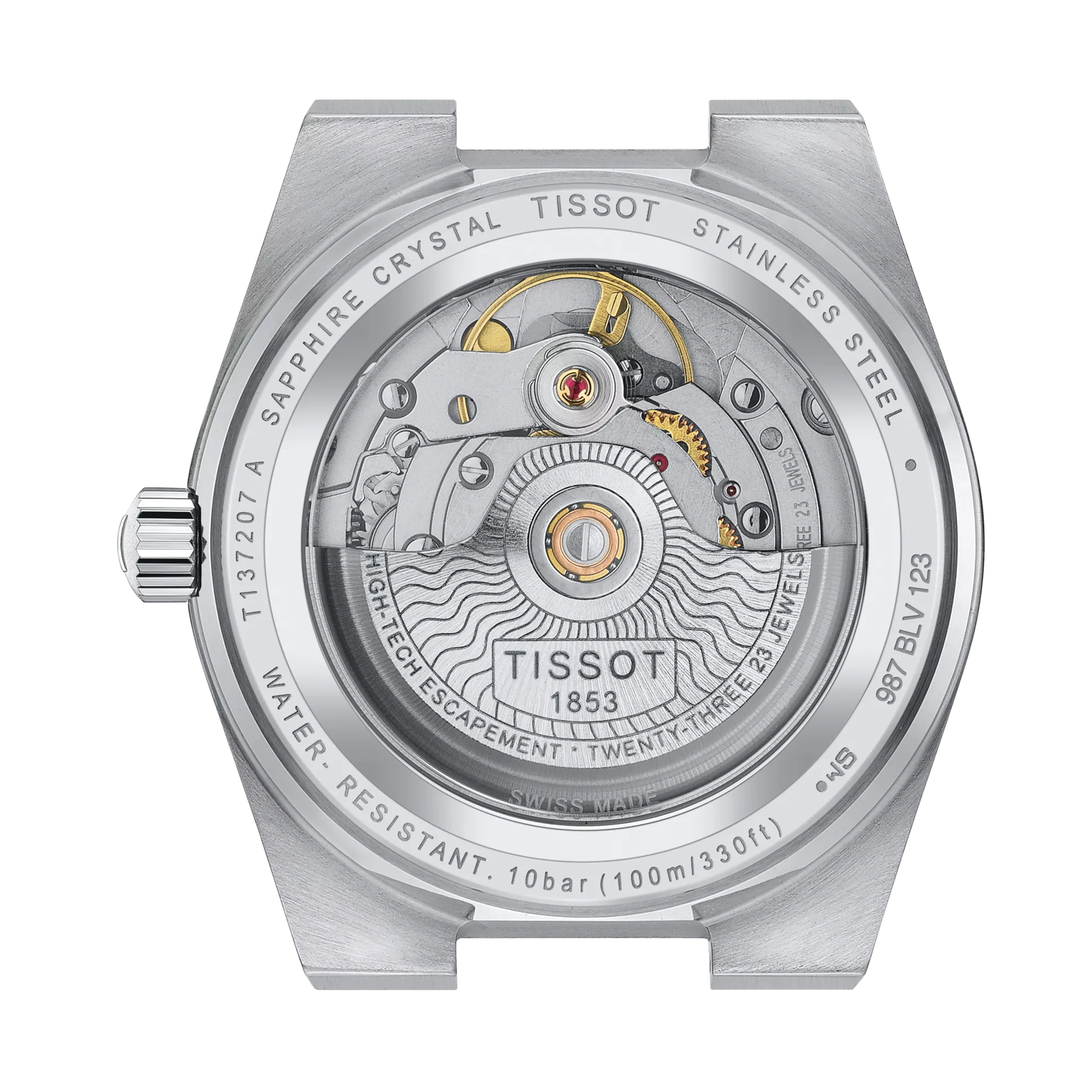 Back view of the watch case Tissot PRX Powermatic 80 35mm