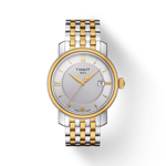 Front view of the watch Tissot Bridgeport with shadow