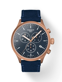 Vue de face de la montre Tissot Chrono XL avec ombre