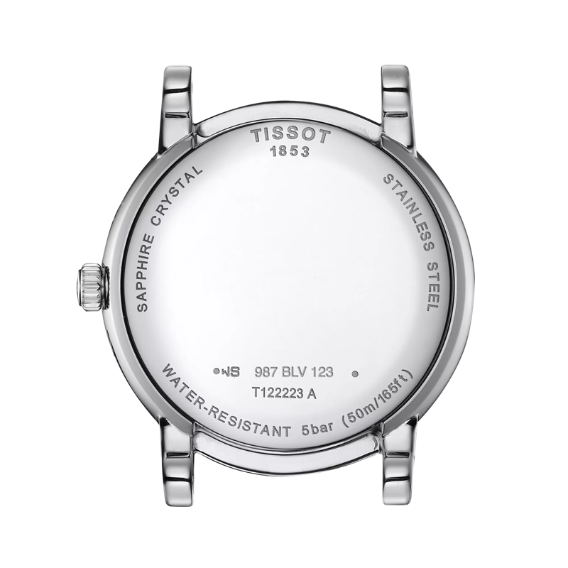 Back view of the watch case Tissot Carson Premium Lady Moonphase