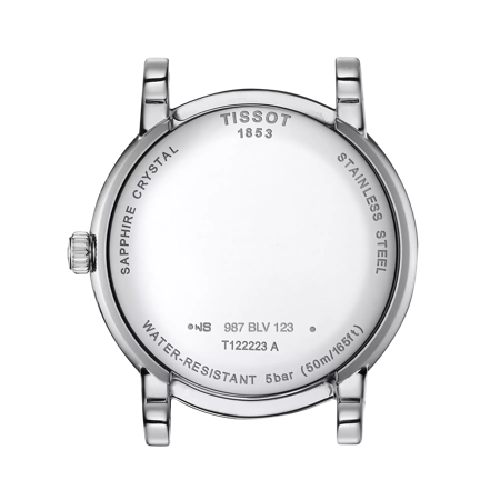 Back view of the watch case Tissot Carson Premium Lady Moonphase