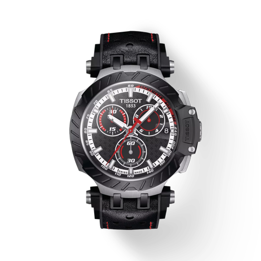 Front view of the watch Tissot T-Race MotoGP Chronograph Limited Edition with shadow