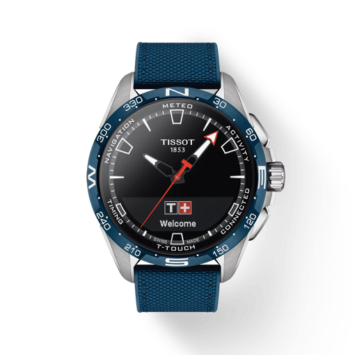 Front view of the watch Tissot T-Touch Connect Solar with shadow