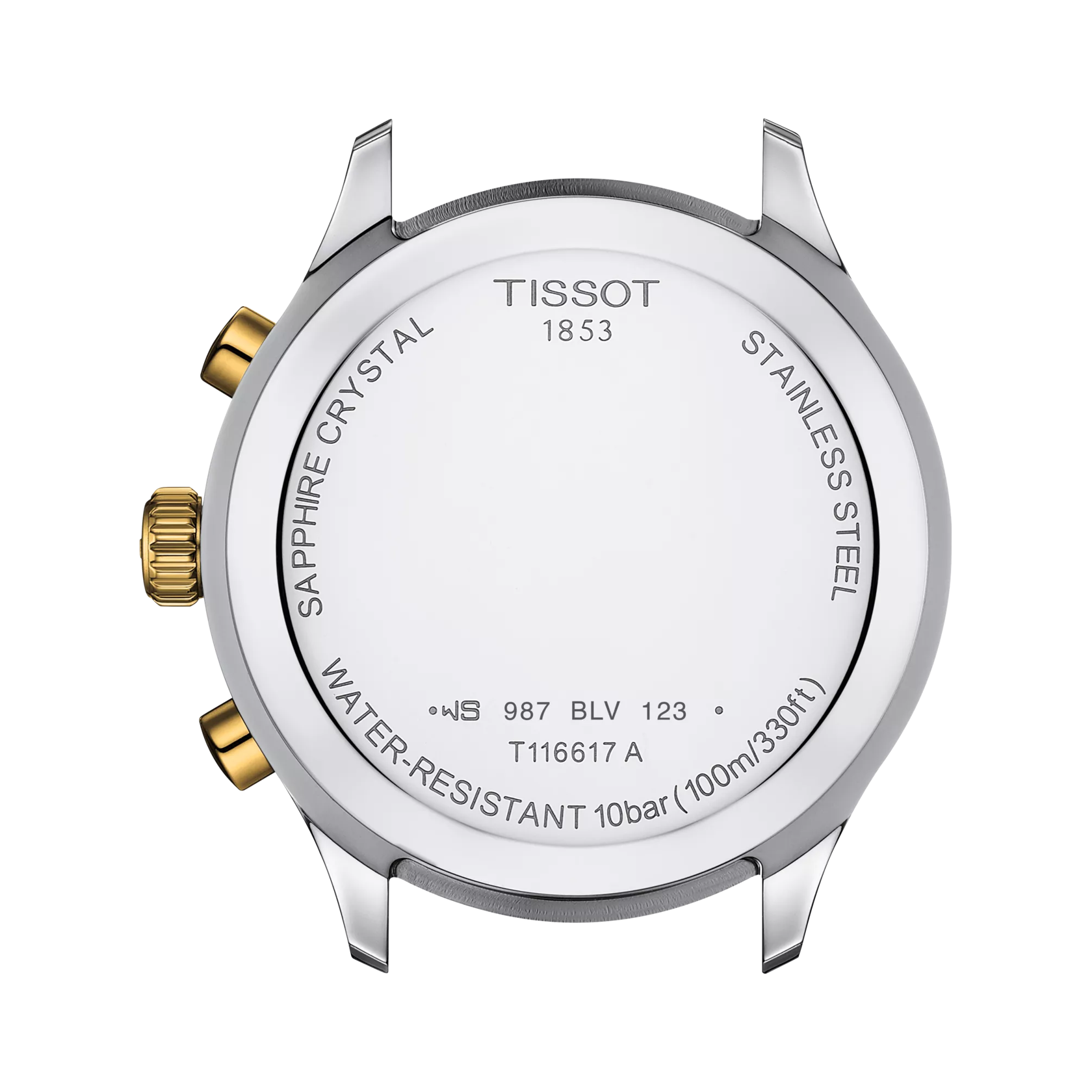 Back view of the watch case Tissot Chrono XL Classic