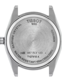 Back view of the watch case Tissot Gentleman Titanium