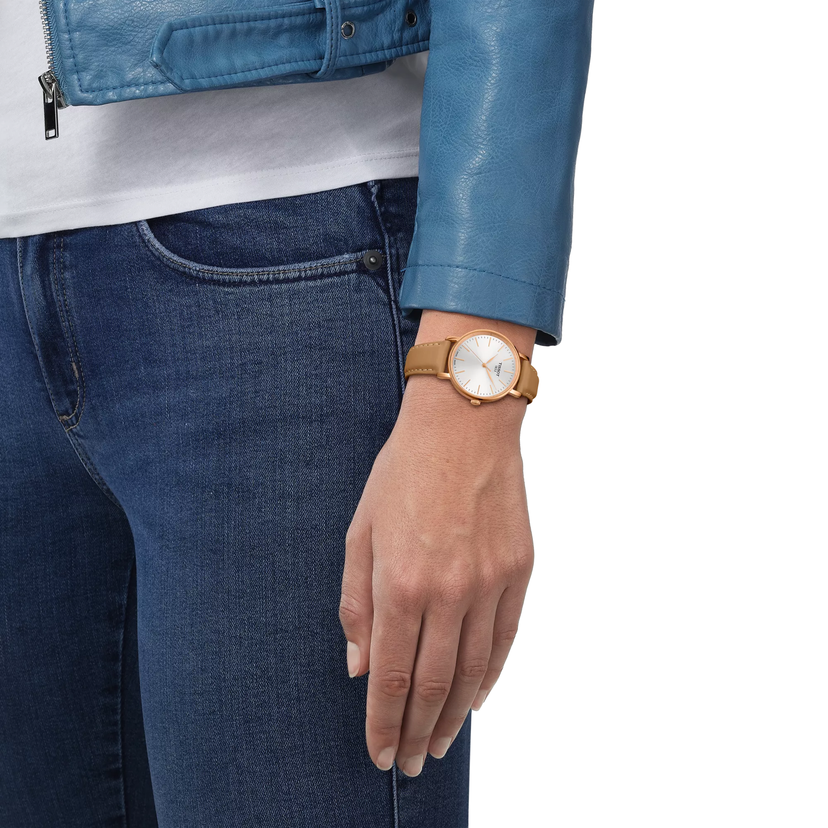 Simulation of the watch Tissot Everytime 34mm on a wrist