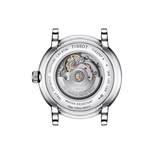 Back view of the watch case Tissot Carson Premium Automatic lady