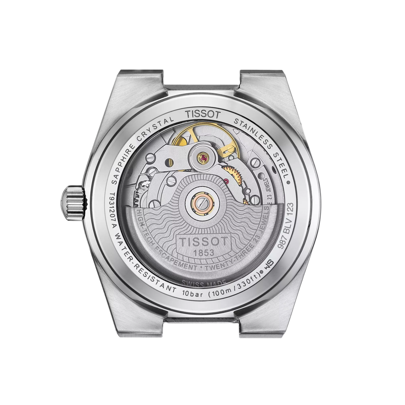 Back view of the watch case Tissot PRX 系列自動款 35mm 18K金錶圈款腕錶