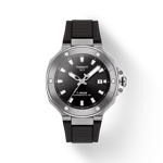 Front view of the watch Tissot T-Race Powermatic 80 41mm with shadow