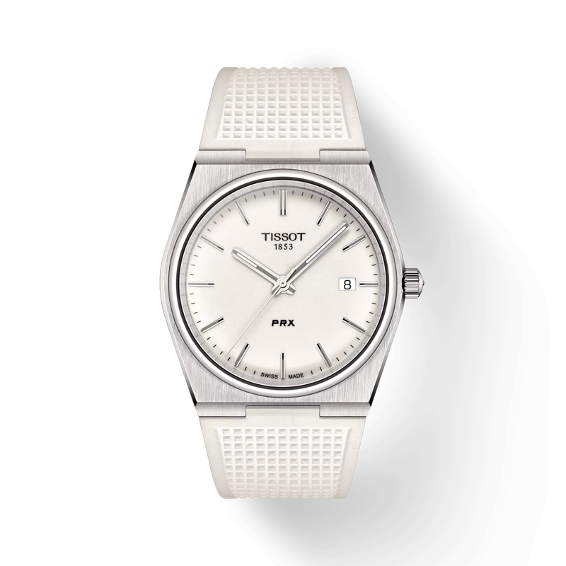 Front view of the watch Tissot PRX 40mm with shadow
