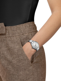 Simulation of the watch Tissot PR 100 34mm on a wrist