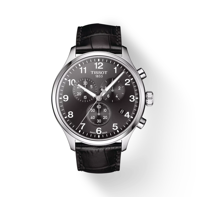 Front view of the watch Tissot Chrono XL Classic with shadow
