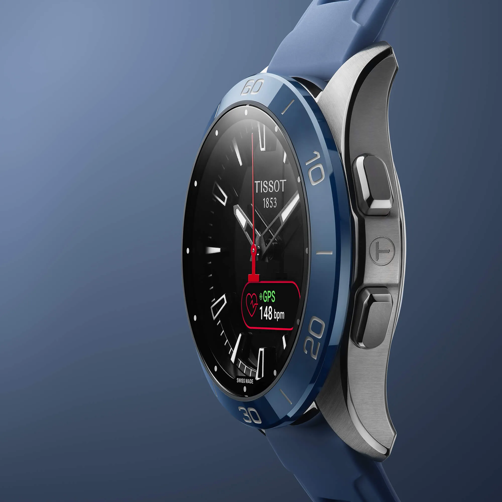 Tissot T-Touch Connect Sport watch on a colored background