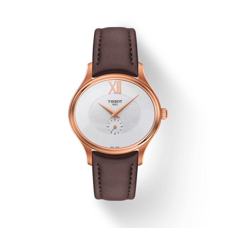 มุมมองด้านหน้าของนาฬิกา Tissot Bella Ora พร้อมเงา