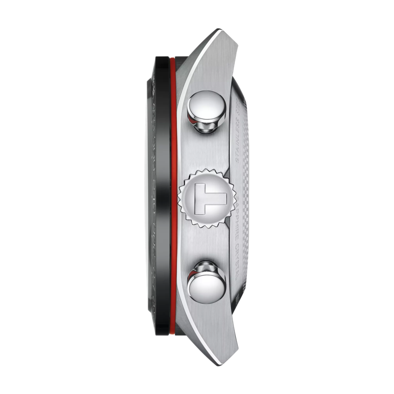 Profile view of the watch case Tissot PRS 516 Automatic Chronograph