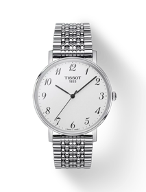 Front view of the watch Tissot Everytime 38mm with shadow