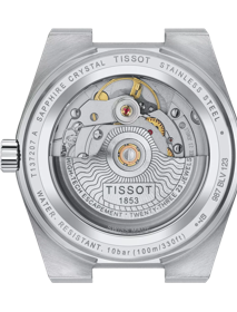 Back view of the watch case Tissot PRX 系列自動款35mm