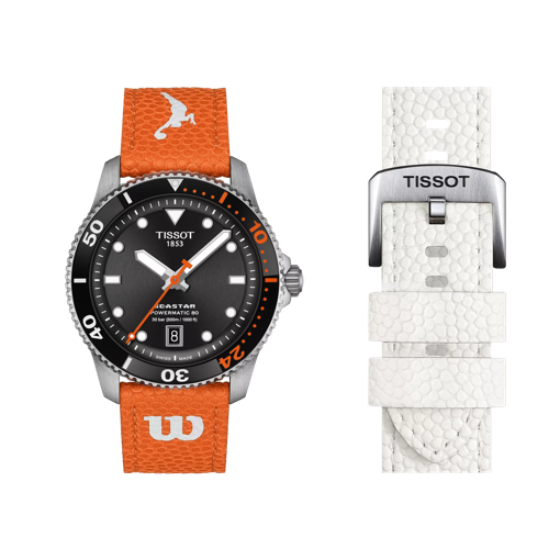 Front view of the watch Tissot Seastar Wilson WNBA with additional bracelet