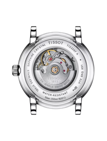 Back view of the watch case Tissot Carson Premium Automatic lady
