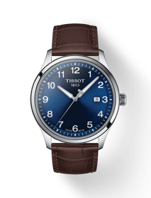 Front view of the watch Tissot Gent XL Classic with shadow