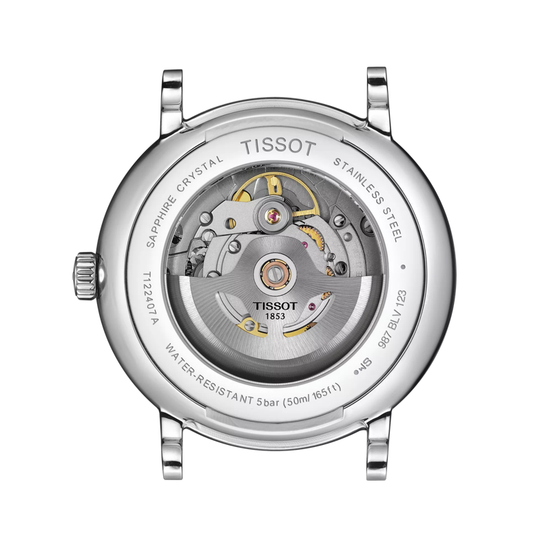 Back view of the watch case Tissot Carson Premium Powermatic 80