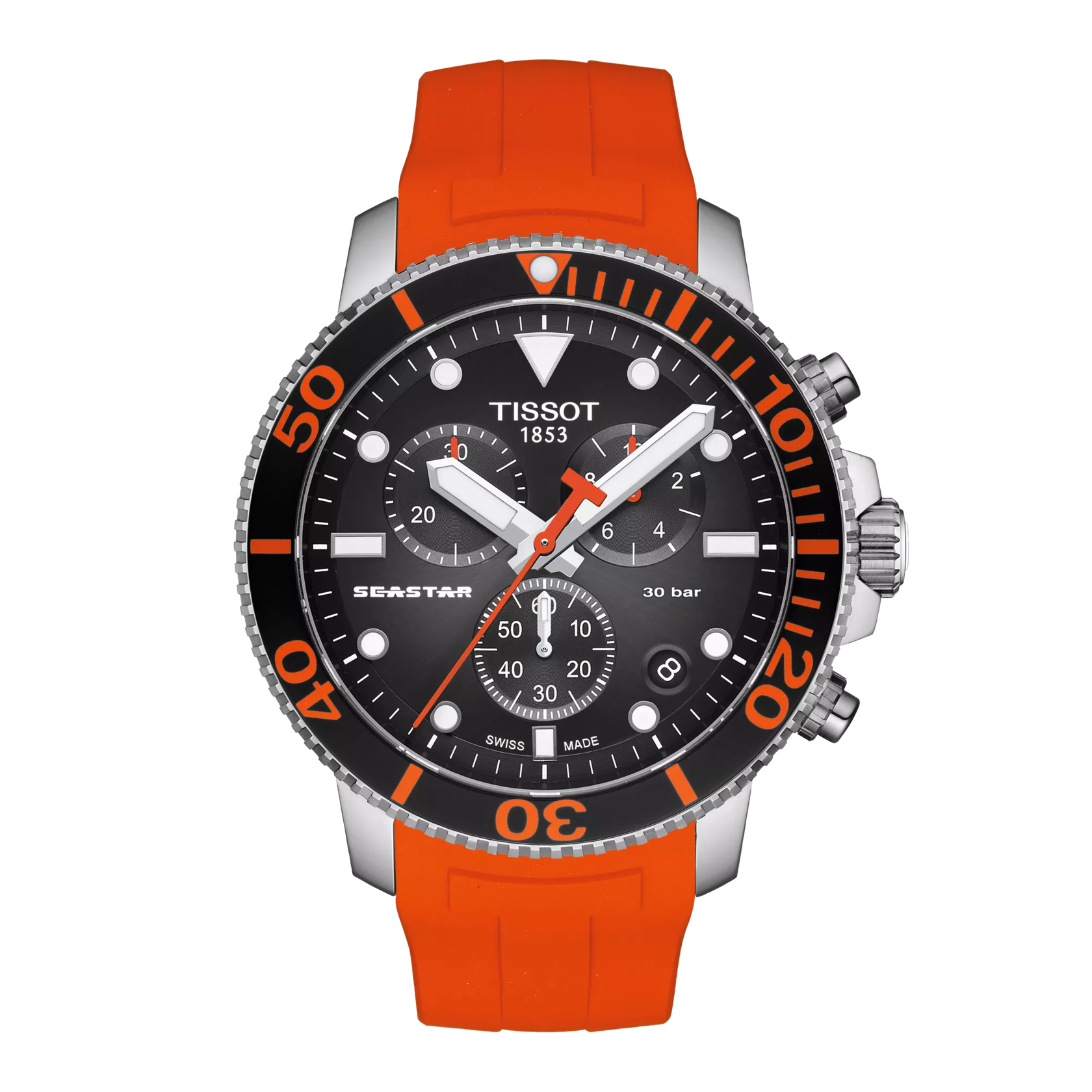 Front view of the watch Tissot Seastar 1000 Chronograph