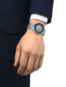 Simulación del reloj Tissot Chemin Des Tourelles Squelette en la muñeca