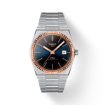 Front view of the watch Tissot PRX Powermatic 80 Steel & 18K Gold Bezel 40mm with shadow