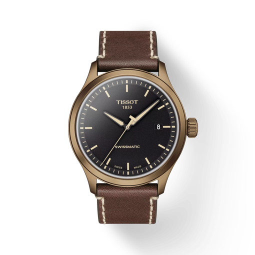 Front view of the watch Tissot Gent XL Swissmatic with shadow