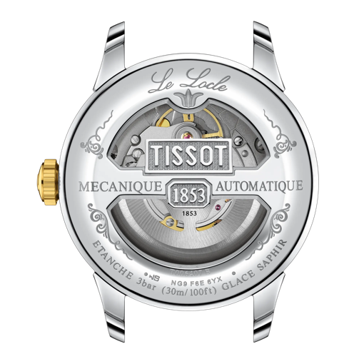 Vue arrière du boîtier de la montre Tissot Le Locle Powermatic 80