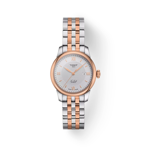 Vue de face de la montre Tissot Le Locle Automatic Lady (29.00) avec ombre