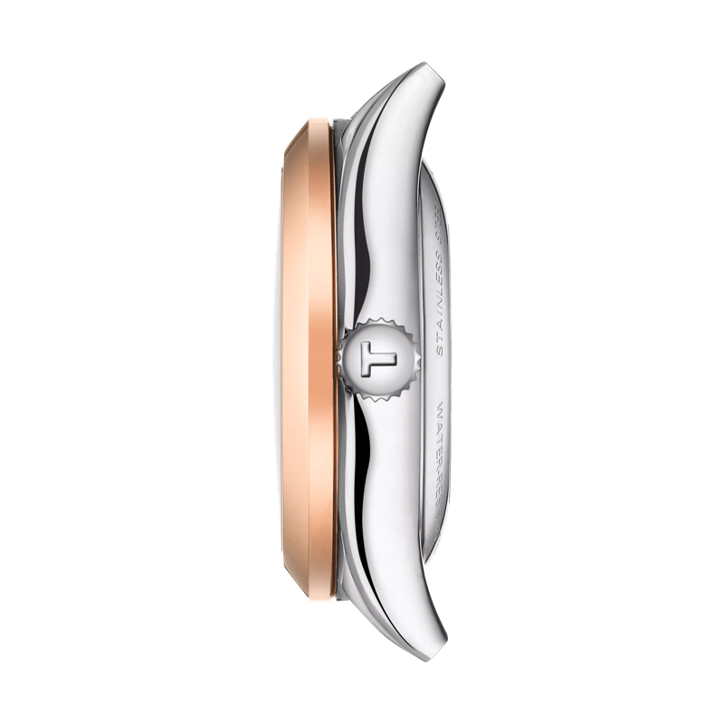Profile view of the watch case Tissot T-My Lady 自動款 18K金錶圈