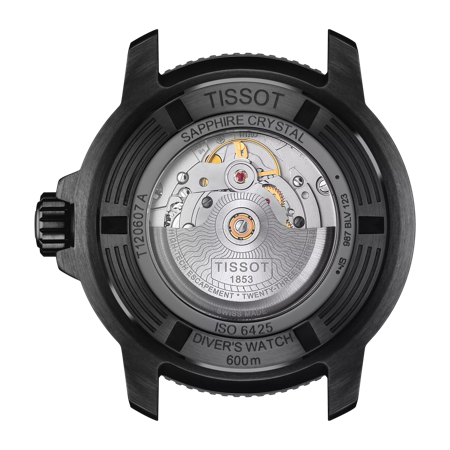 Vista posterior de la caja del reloj Tissot Seastar 2000 Professional Powermatic 80