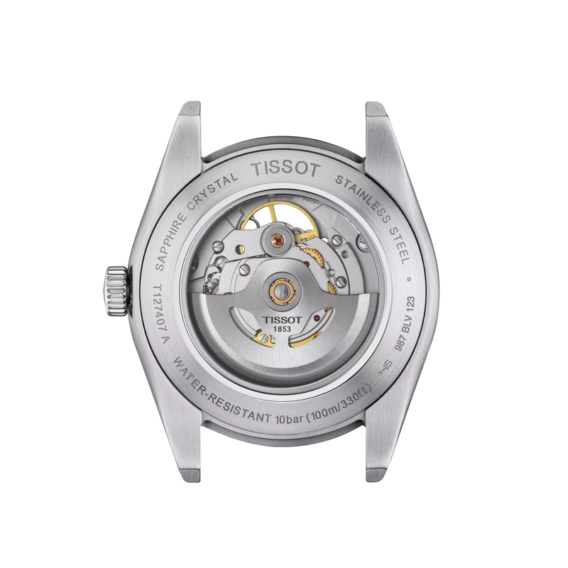 Back view of the watch case Tissot Gentleman Powermatic 80 Open Heart