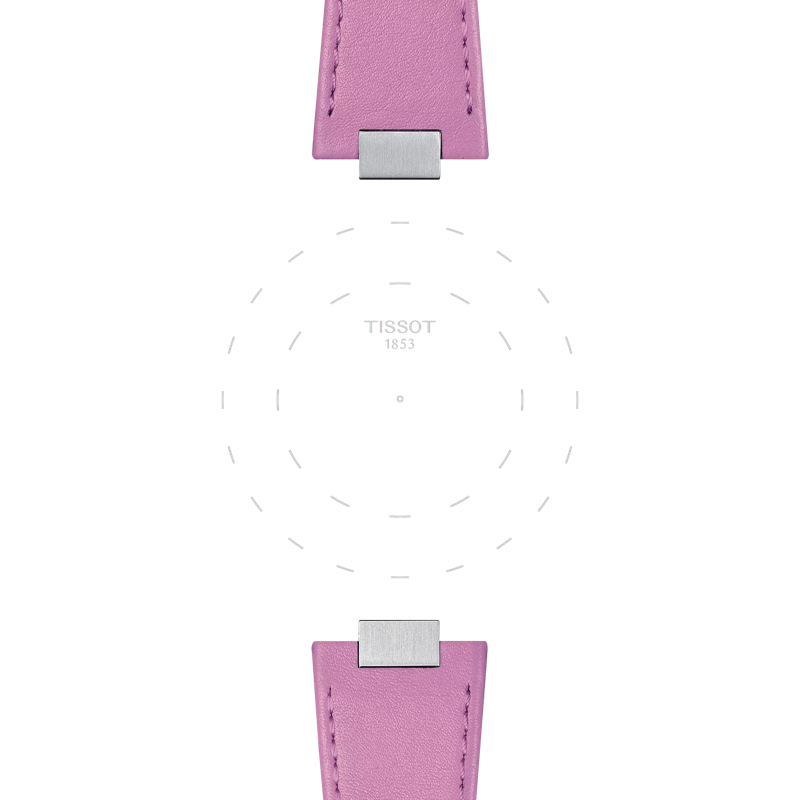 Focus on the lugs of Tissot Official Pink PRX 35mm Leather Strap