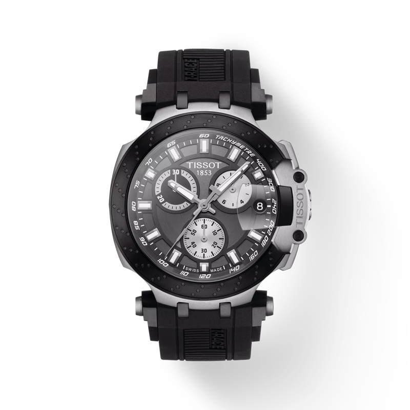 Front view of the watch Tissot T-Race Chronograph with shadow