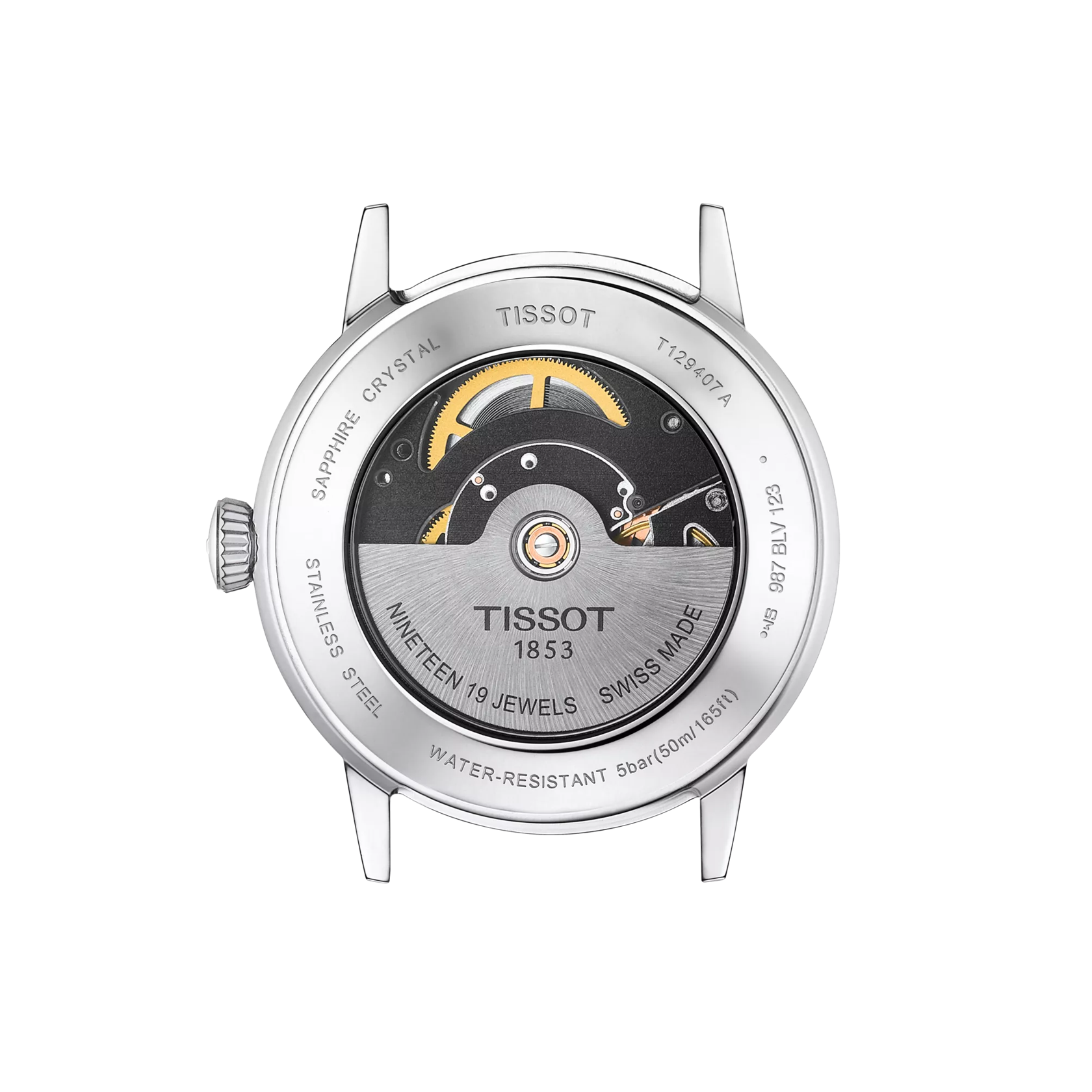 Vue arrière du boîtier de la montre Tissot Classic Dream Swissmatic