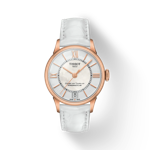 Front view of the watch Tissot Chemin des Tourelles Powermatic 80 Lady with shadow