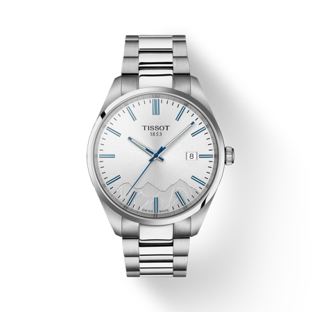 Front view of the watch Tissot PR 100 Jungfraubahn Quartz 40mm with shadow