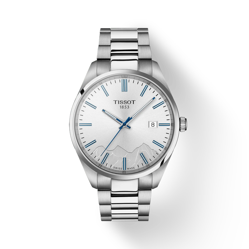 Front view of the watch Tissot PR 100 Jungfraubahn Quartz 40mm with shadow
