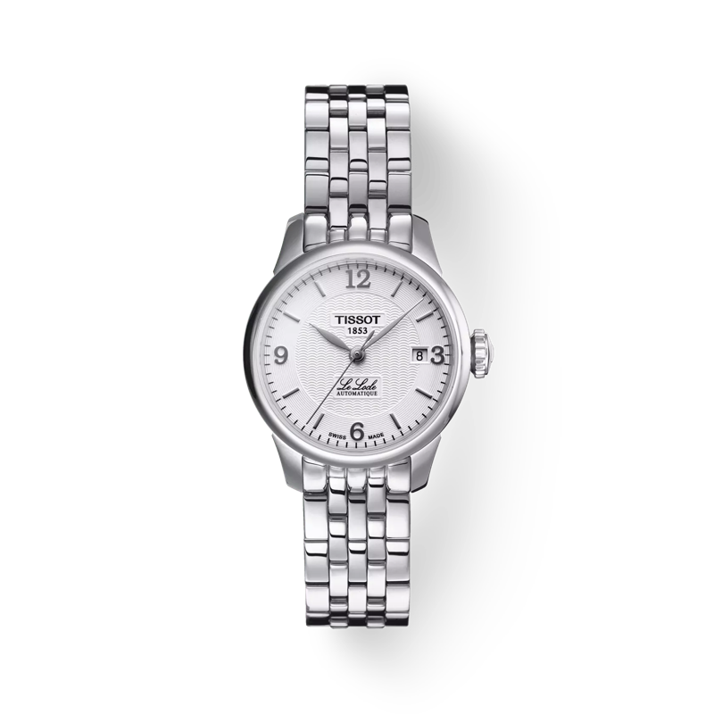 Vue de face de la montre Tissot Le Locle Automatic Small Lady (25.30) avec ombre