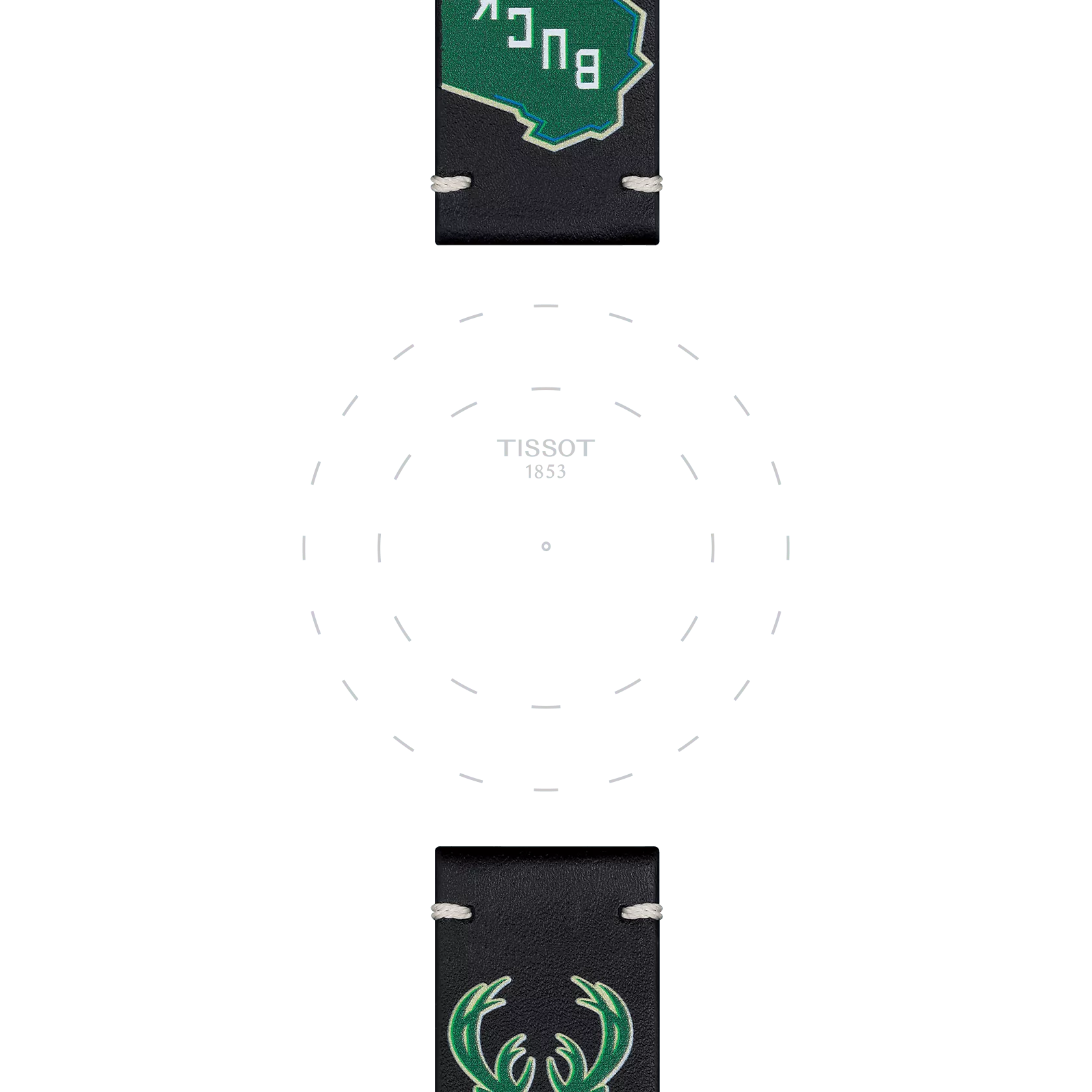 Focus on the lugs of Tissot Official Black Leather Strap Lugs 22 mm